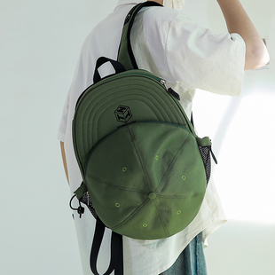 双肩包设计感小众棒球帽小背包男士休闲小书包女帽子包男生电脑包