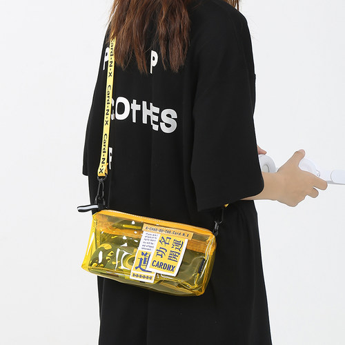 透明斜挎包男生果冻胸包手机包