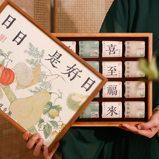 三谷青象日日是好日茶叶礼盒高端大气贴心节日实木高级礼物礼品