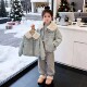 女童秋冬夹棉羊羔绒棉服2025秋冬季 新款 儿童复古大毛领夹克外套