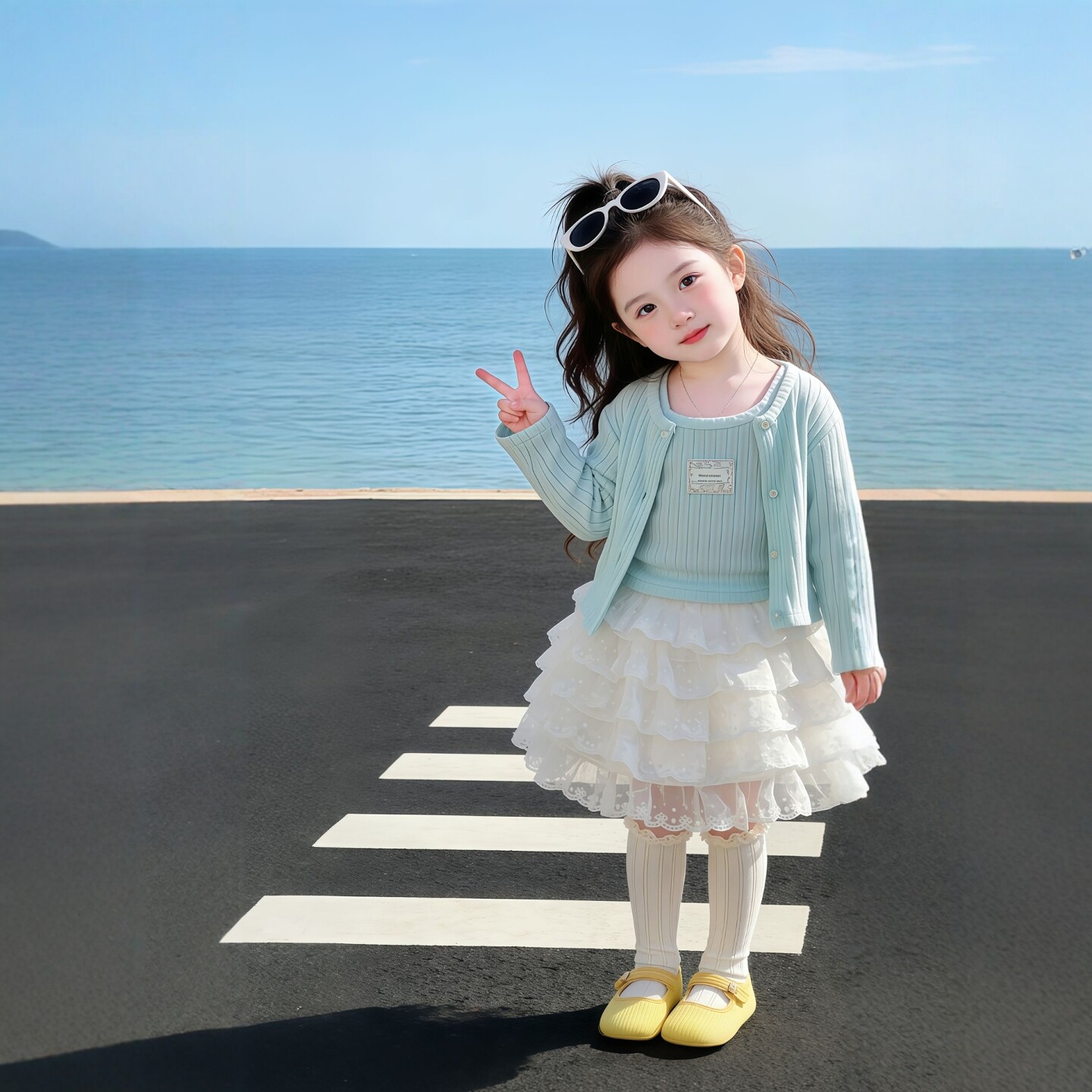 女童上衣2026秋季新款儿童甜美针织吊带单排扣开衫宝宝时髦两件套图片