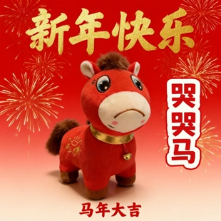 哭哭马笑笑马正版玩偶2026马年吉祥物玩具马上有钱生肖马公仔礼物