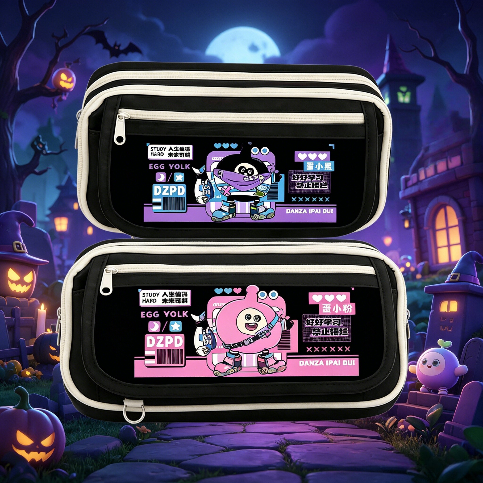 蛋小黑蛋小粉笔袋学生文具盒蛋仔大容量派对多层高颜值卡通铅笔袋