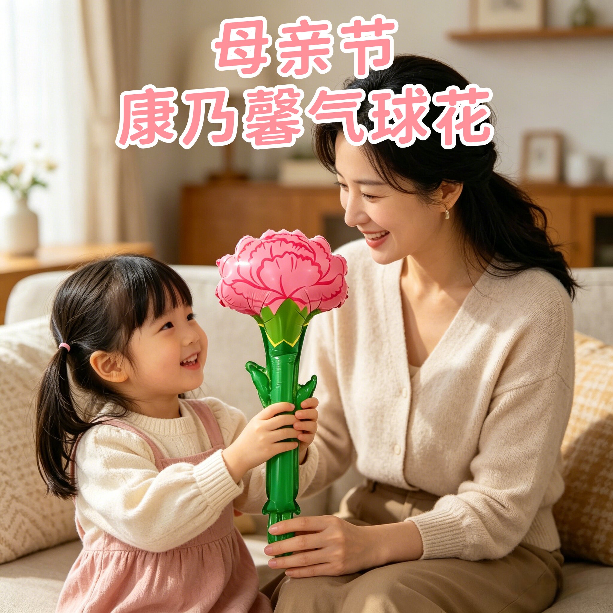 母亲节康乃馨花朵气球送妈妈