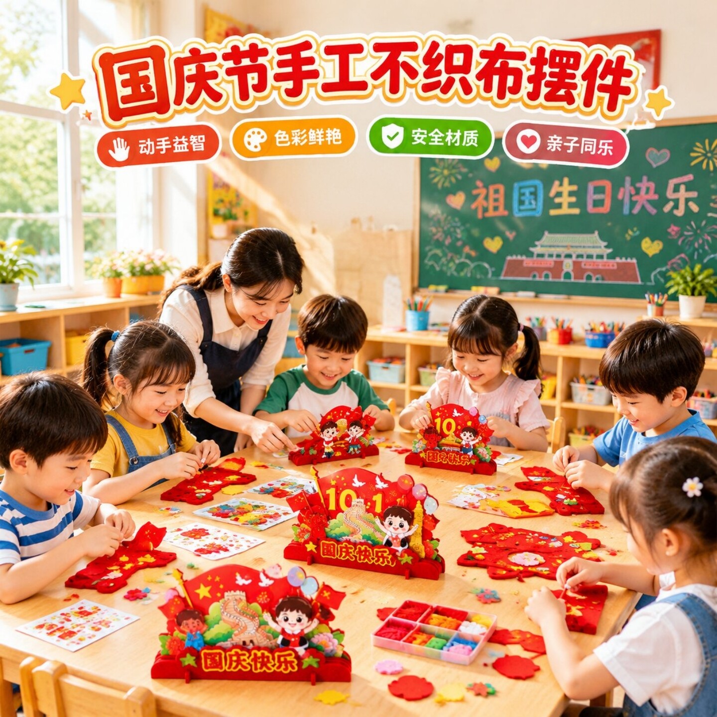 国庆节手工不织布摆件儿童DIY