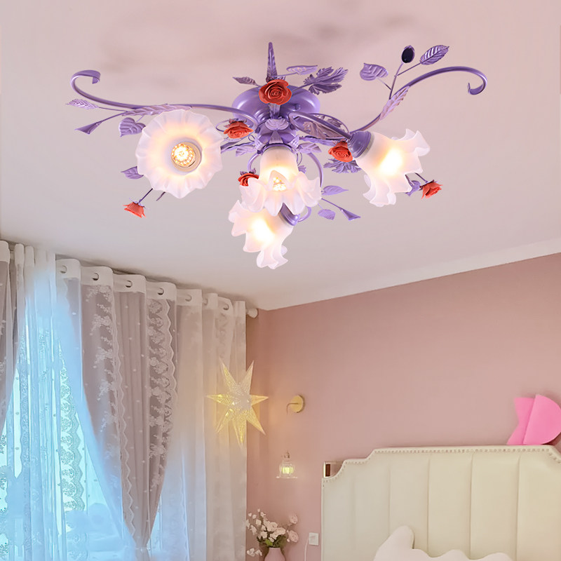 美苑法式田园紫色卧室吸顶灯铁艺陶瓷玫瑰客厅灯书房灯公主房间灯,家装灯饰光源,餐厅/卧室/书房吸顶灯,淘宝优惠券,粉丝福利购,淘宝优惠卷