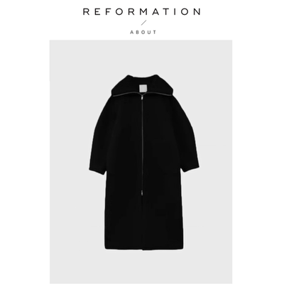 【现货】About Reformation松本惠奈羊毛大衣针织罗纹毛呢外套女