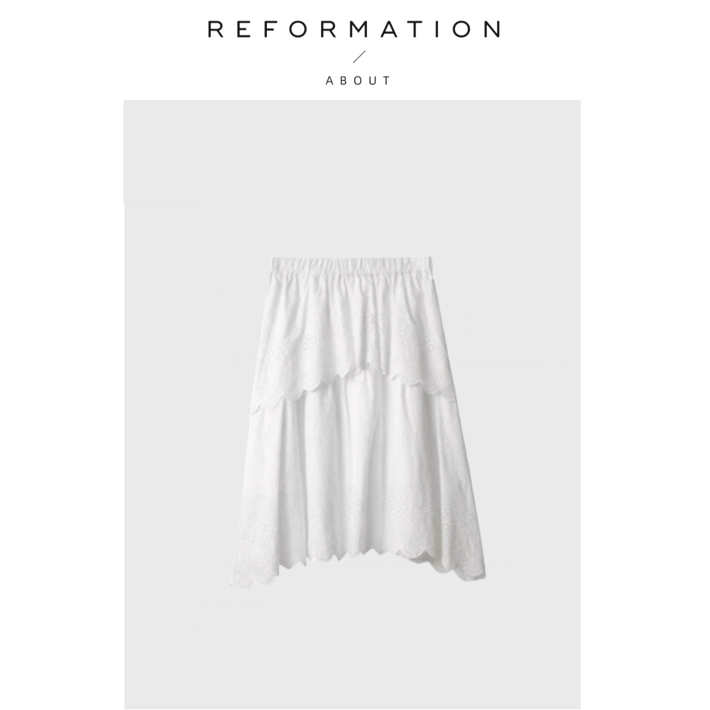 【现货】About Reformation长裙多层法式浪漫蕾丝拼接不规则半裙