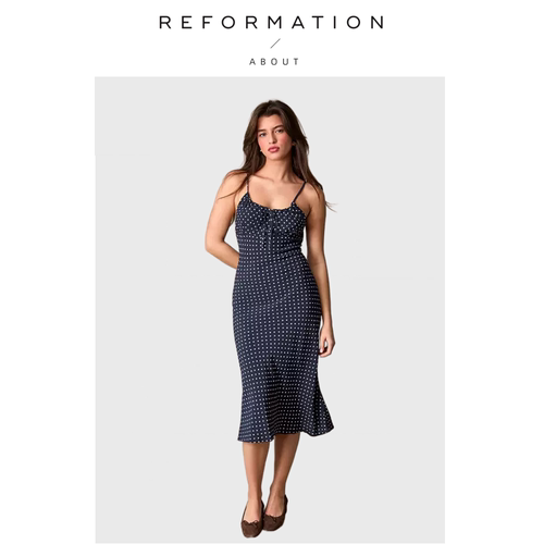【现货】About Reformation蓝波点连衣裙设计感绝美鱼尾裙吊带裙