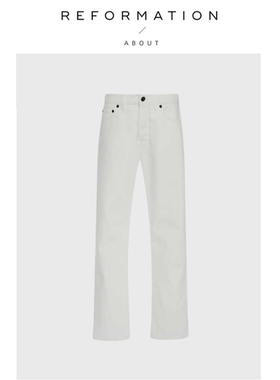 【现货】About Reformation白色牛仔裤女显瘦百搭直筒休闲长裤