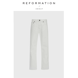 Reformation白色牛仔裤 About 女显瘦百搭直筒休闲长裤 现货