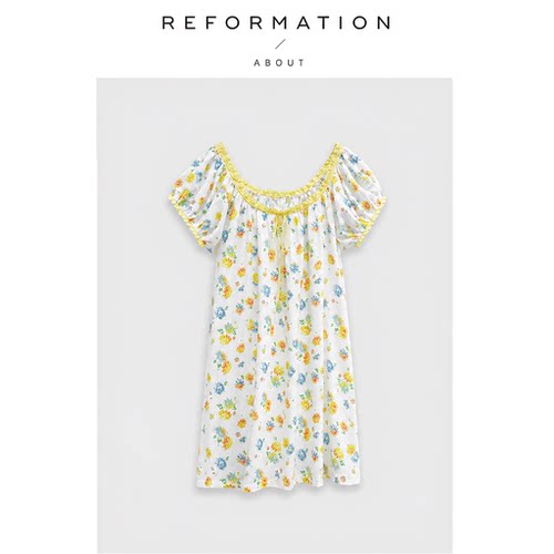 【现货】About Reformation衬衫+娃娃裙26夏季黄色碎花经典衬衣