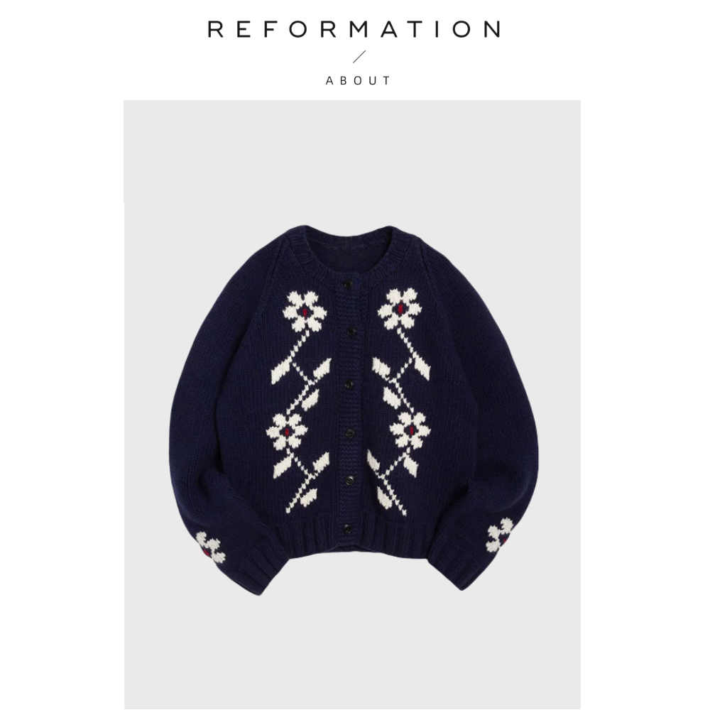 Reformation复古绣花针织衫外套