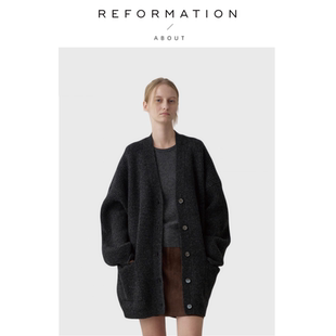 Reformation羊毛毛衣女秋冬简慵懒设计中长款 About 外套 现货