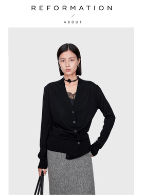 【现货】About Reformation极奢云柔感羊毛时髦双层设计开衫上衣