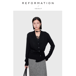 Reformation极奢云柔感羊毛时髦双层设计开衫 About 上衣 现货