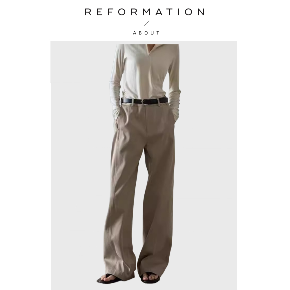 【现货】About Reformation休闲裤百搭高腰显瘦直筒裤阔腿裤长裤