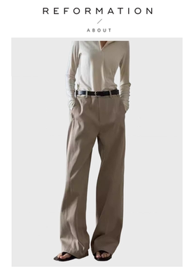 【现货】About Reformation休闲裤百搭高腰显瘦直筒裤阔腿裤长裤