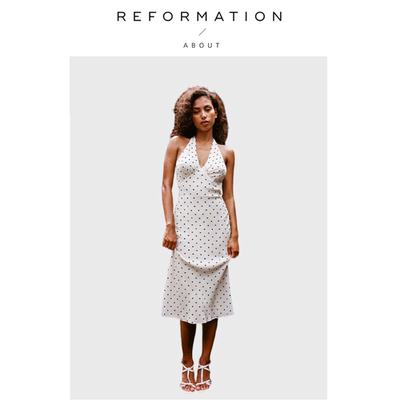 【现货】About Reformation法式连衣裙挂脖波点白色海岛度假旅游