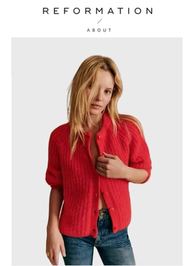 【现货】About Reformation正红新年毛衣秋季柔软红色高领针织衫