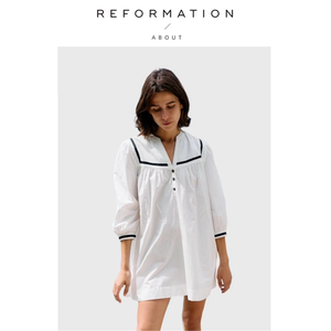【现货】About Reformation航海系连衣裙春季复古水手领棉质短裙