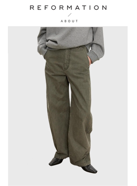 【现货】About Reformation复古直筒裤水洗做旧感圆弧弯刀牛仔裤