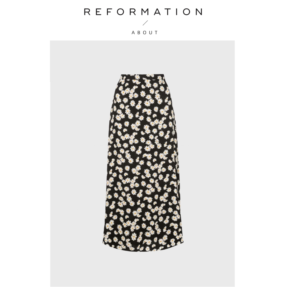 【现货】About Reformation欧阳娜娜同款小清新雏菊印花A字半身裙