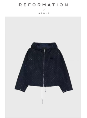 【现货】About Reformation闪闪满天星 拉链夹克休闲风钻饰短外套