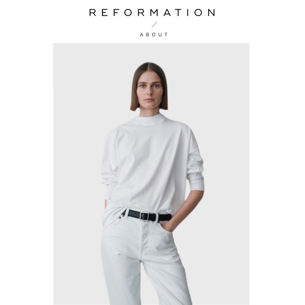 【现货】About Reformation打底衫白色主义舒适感宽松百搭长袖T恤