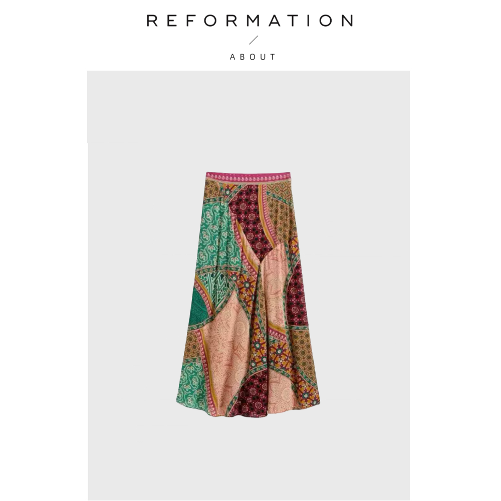 【现货】About Reformation Vintage味道~民族风复古印花半裙长裙