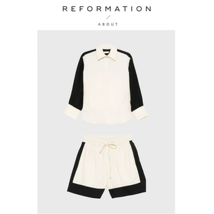 【现货】About Reformation亚麻港风套装宽松高级感休闲衬衫短裤