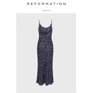 【现货】About Reformation连衣裙法式浪漫复古印花露背吊带裙女