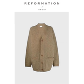 Reformation开衫 About V领宽松直筒针织羊毛混纺加厚毛衣 现货
