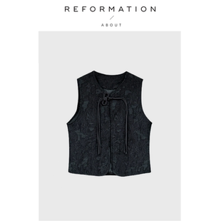 Reformation新中式 About 马甲坎肩背心上衣盘扣提花外套 现货