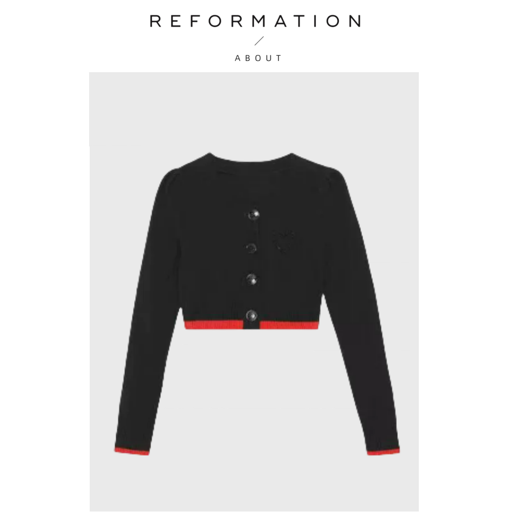 【现货】About Reformation时髦小爱心开衫钉珠撞色短款针织衫