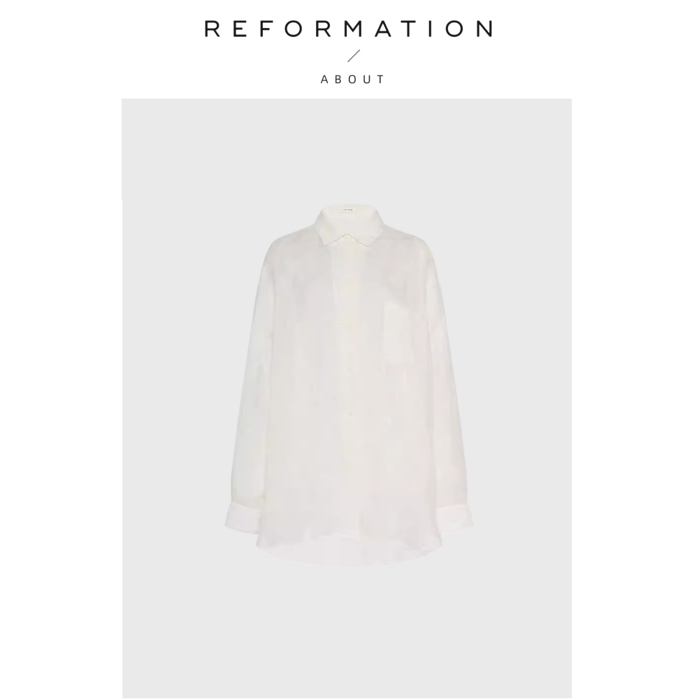 【现货】About Reformation亚麻宽松宽松百搭简约长袖轻薄衬衫女