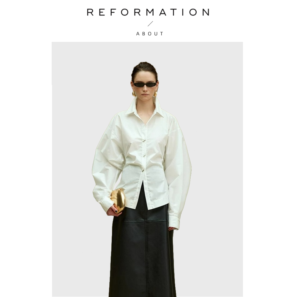 【现货】About Reformation法式衬衣女收腰上衣解构小众衬衫外套