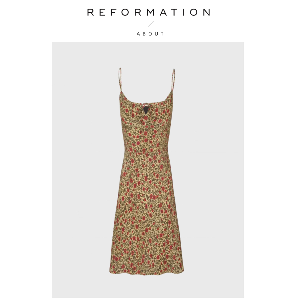 【现货】About Reformation连衣裙法式修身吊带碎花长裙a字短裙女