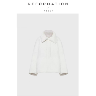 【现货】About Reformation温柔甜美~张元英白翻领羽绒服保暖外套