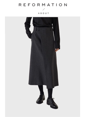 【现货】About Reformation半身裙女新款小众中长款高腰羊毛A字裙
