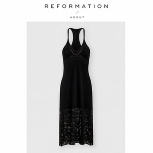 【现货】About Reformation钟楚曦连衣裙缕空吊带露背针织长裙女