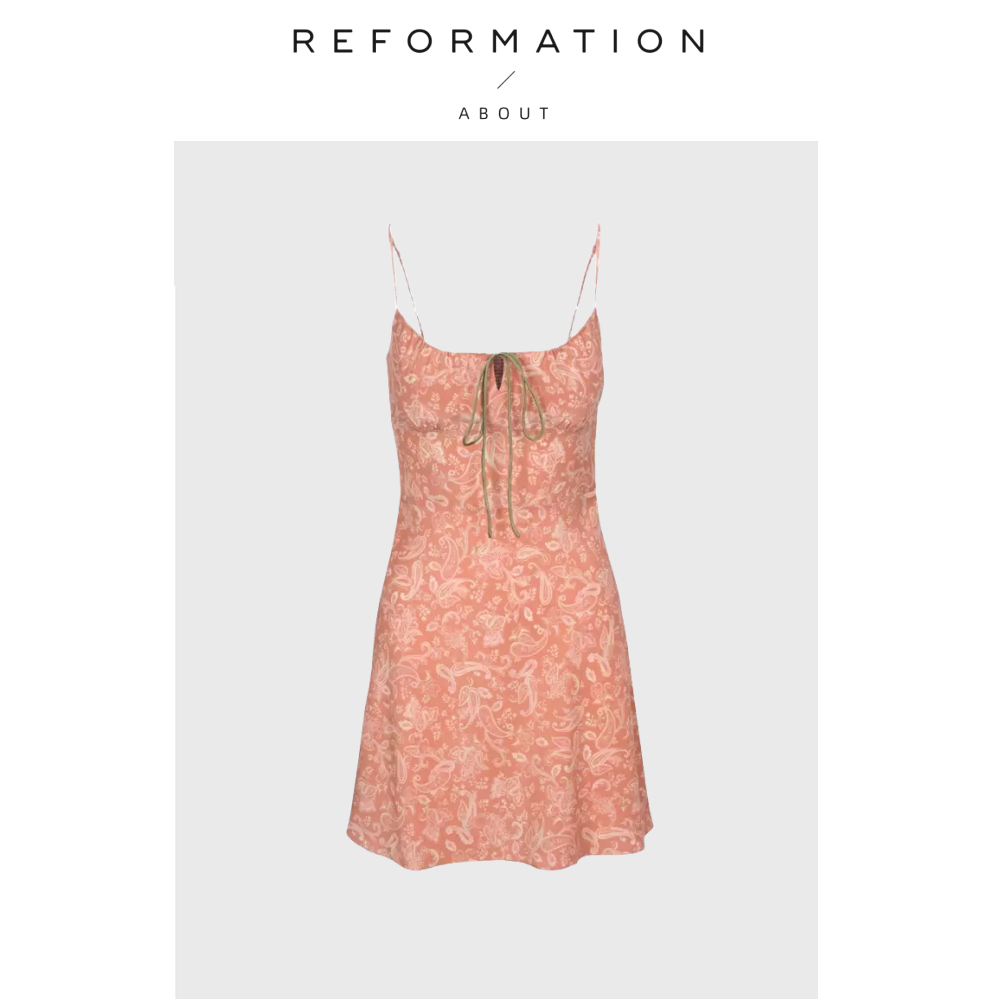 【现货】About Reformation连衣裙法式lu meng腰果花露背吊带裙女
