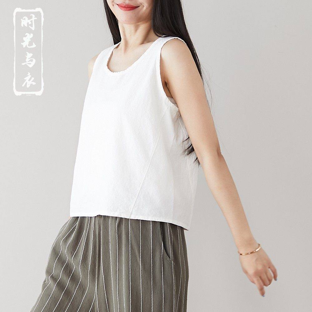 夏季新款棉麻文艺百搭马甲打底小背心女内搭宽松纯棉外穿显瘦短款