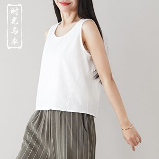 夏季新款棉麻文艺百搭马甲打底小背心女内搭宽松纯棉外穿显瘦短款