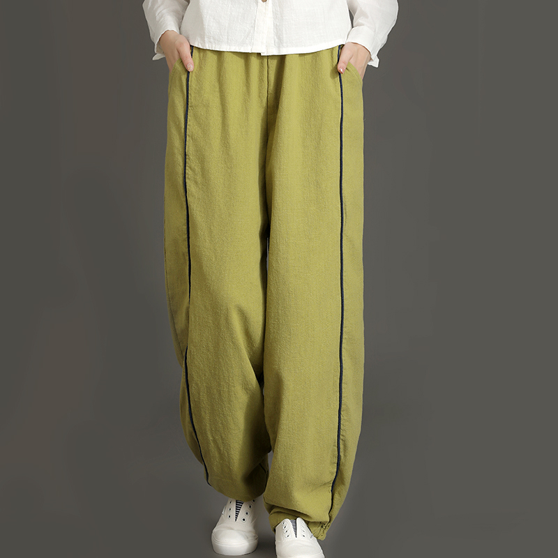 春秋新款棉麻太极灯笼裤女束脚太极拳练功晨练禅修瑜伽裤男裤潮裤