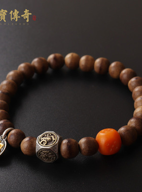 原创设计沉香木圆珠手链 多宝手串男女 本命年饰品节日礼物