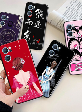 适用于OPPOPFJM10手机壳文艺淑女Reno7浮雕软防摔保护套PFJT1O