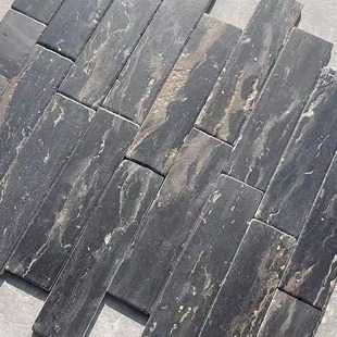 黑金沙天然石材莱姆石通体长条砖日式中风玄关门厅餐厅墙砖地砖