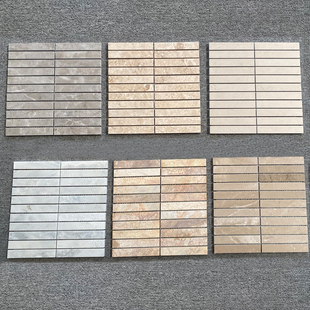 中古风米色通体长条莱姆石马赛克民宿餐饮咖啡店吧台工装背景墙砖