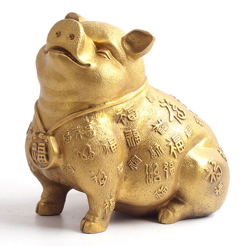 玄众阁 金猪吉祥物补角猪形饰品铜猪摆件西北缺角化解金属生肖猪